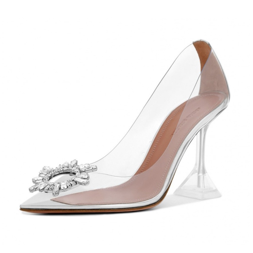Amina Muaddi Begum clear pump with Crystal detail: sold out world wide